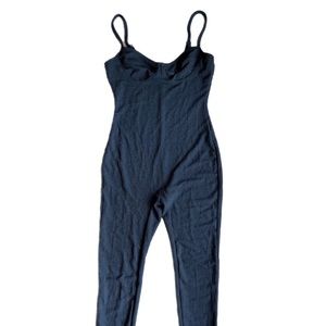 FASHIONNOVA Black Ribbed Cami Bodysuit